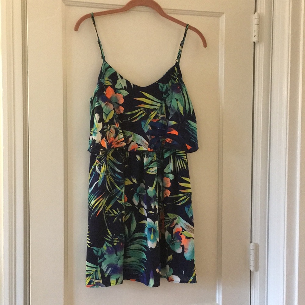 Charlotte Russe tropical print floral ruffle dress
